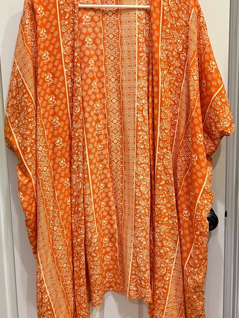 Orange, Mixed-Pattern Bohemian Kimono One Size Fits All